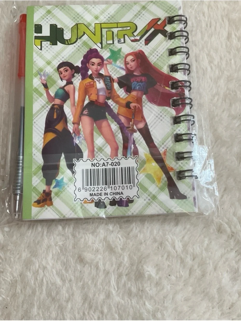 Girls Spiral Notebook with Orange Pen - Green Cover